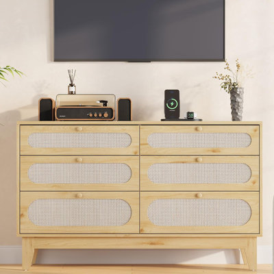 Commode 6 tiroirs en chêne et chêne