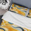 Ensemble de housse de couette abstrait jaune et blanc Mid-Century Waves Fusion I - microfibre de polyester-1934786437