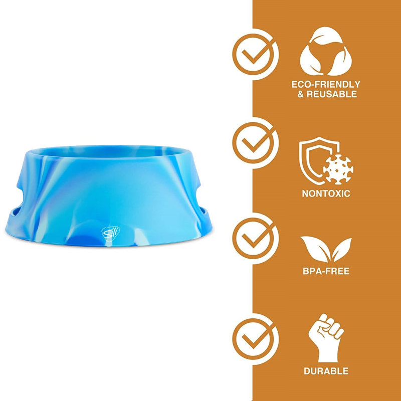 Silipint: bol pour chien en silicone Aqua-Fur: ciel arctique - 18 oz pliable / pliable, léger, plat d'alimentation et d'eau, voyage pour animaux de compagnie