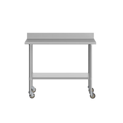 Commercial Stainless Steel Work Table With 4" Backsplash and Adjustable Undershelf