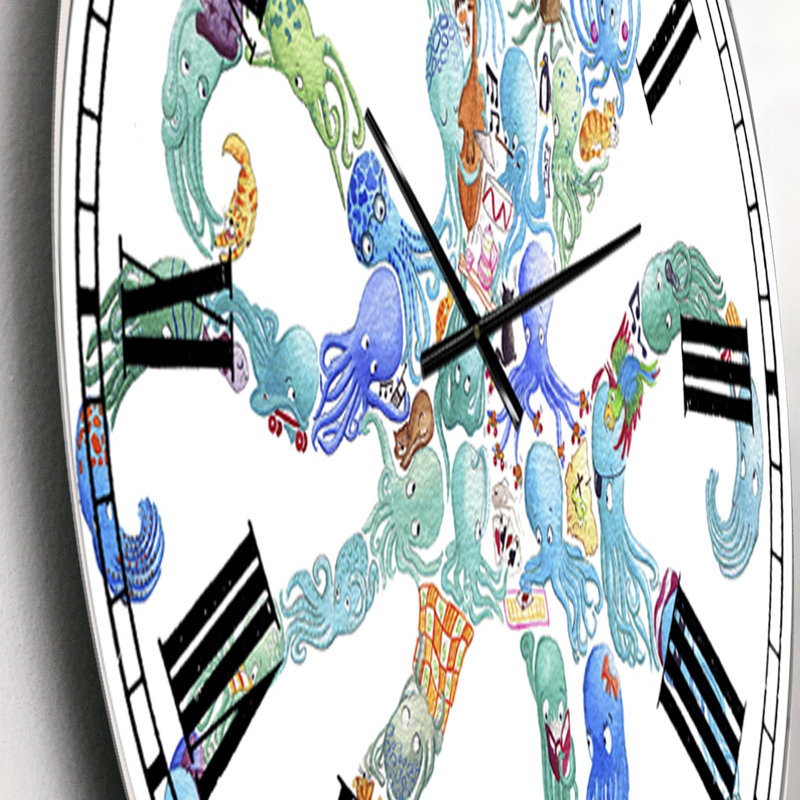 Pieuvre fabriquée en pieuvre - grande horloge murale nautique et côtière, Petit