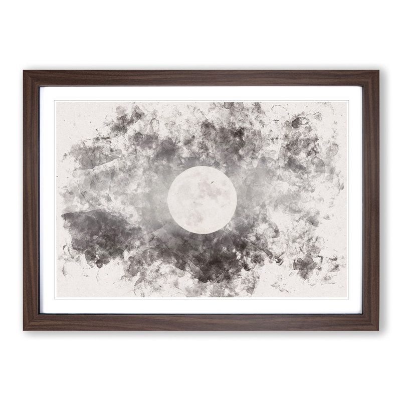 Full Moon at Dusk - Picture Frame Painting Print, Walnut Framed, 62cm H x 87cm W x 2cm D
