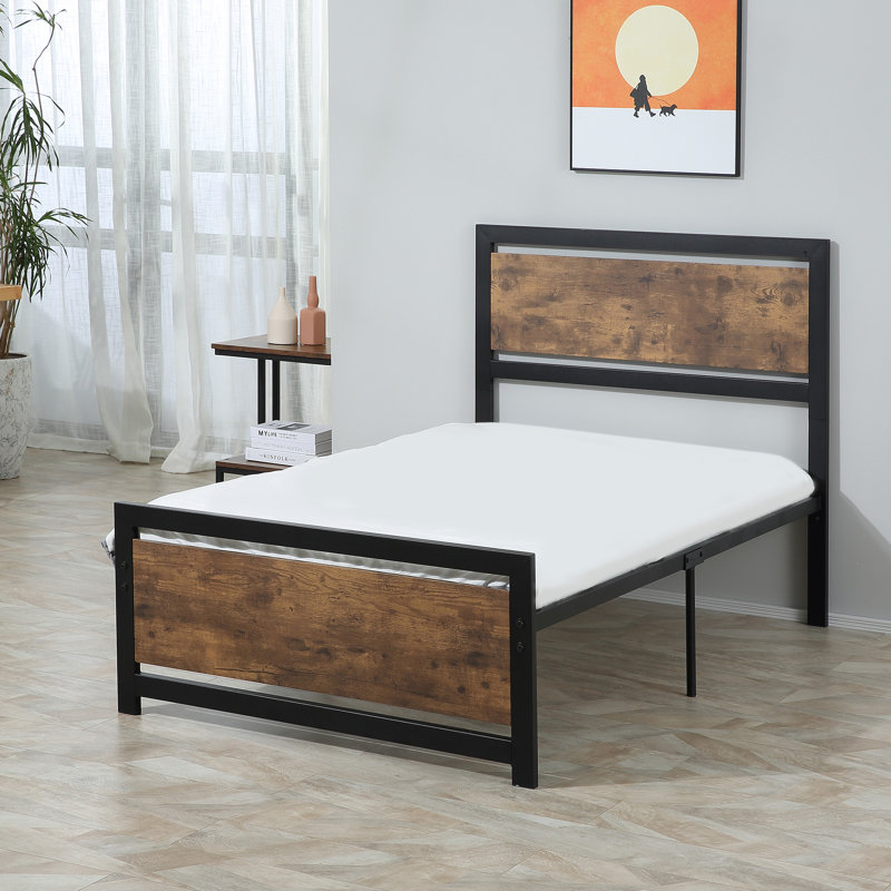 Sacaton Single Size Metal Bed Frame with Headboard & Footboard For Adults