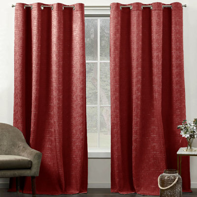 108" Long - 2 Piece Solid Silky Geometric Embossed Blackout Grommet Window Curtain Panel Set