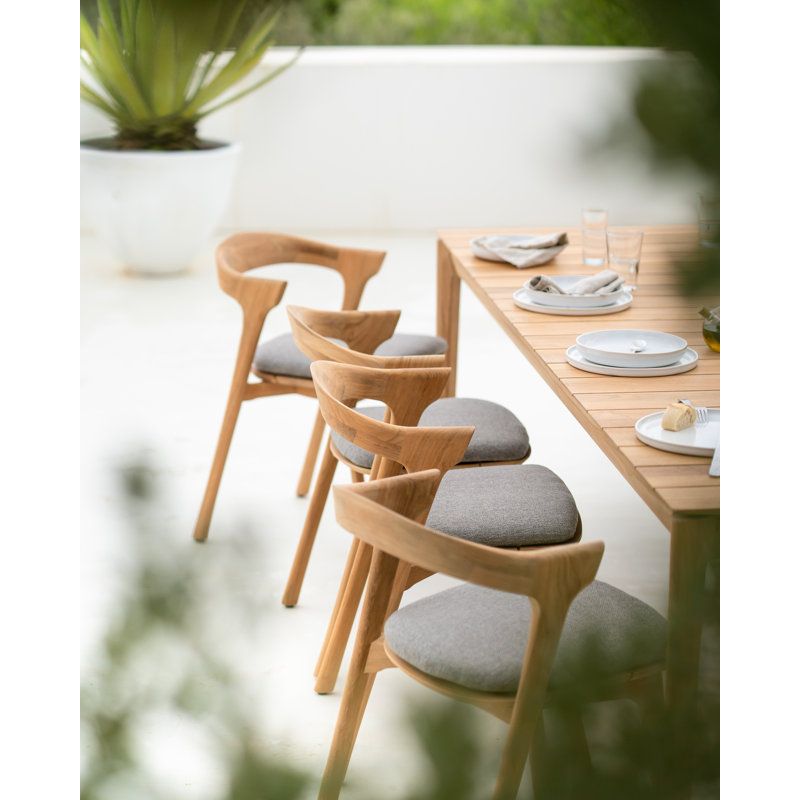 Bok Outdoor Dining Side Chair, Teak  Frame/Mocha Cushion