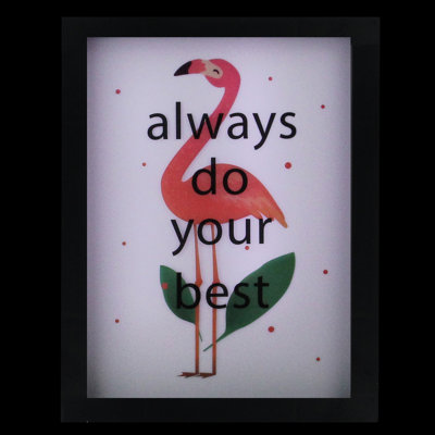 LED Lighted 'Always Do Your Best' Flamingo Framed Light Box 9" x 7"