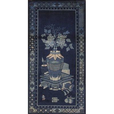 Tapis chinois antique - bleu Baotou 1925
