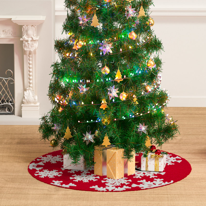 Jupe d'arbre de Noël, jupe d'arbre de Noël en flocons de neige pour Noël, L 36 po