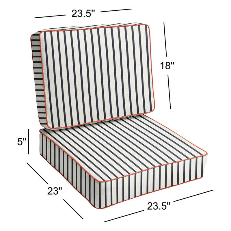 Coussin de chaise intérieur / extérieur Sunbrella, H 5 po x l 23 po x P 23,5 po