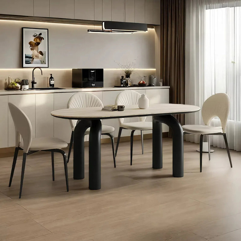 Ensemble de table de salle à manger et de chaises crème Wind Wind Rock, H 29,52 po x L 55,11 po x l 31,49 po