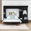 Grand lit escamotable en bois avec tablettes de rangement, lumière et lattes-1347861200