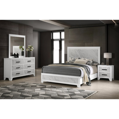 Bains 4-Piece Faux Marble Inset Bedroom Set