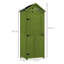 Outsunny Small Shed, Tall Slim Wooden Garden Shed with 3 Removable Shelves and Roof Hatch, Compact Outdoor Tool Storage Cabinet with Asphalt Roof and Door Latch, 77 x 54.2 x 179 cm, Green