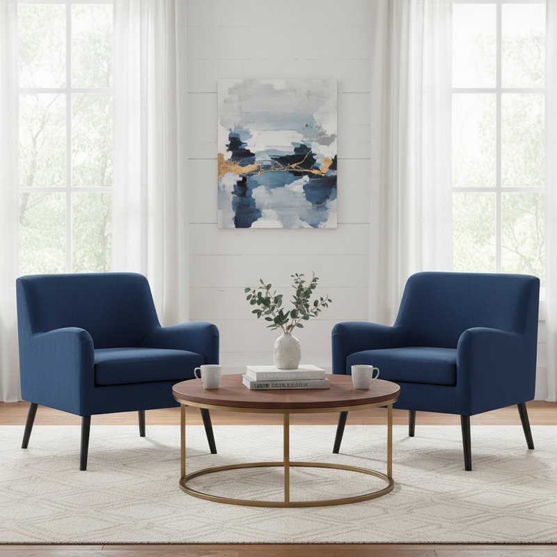 Chaise d'appoint rembourrée en polyester (ensemble de 4), Bleu