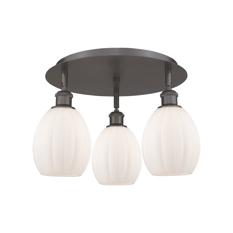 Plafonnier semi-encastré en verre Berl, Blanc mat, Bronze huilé