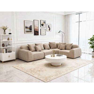 Très grand canapé modulaire courbé en velours avec méridienne en forme de L, canapé modulaire en mousse à mémoire de forme pour le salon, aucun assemblage requis