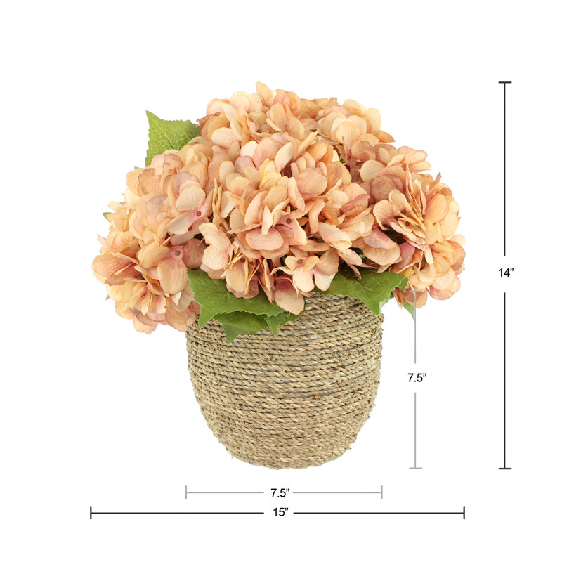 Fall Hydrangea Floral Arrangement, Pink/Peach