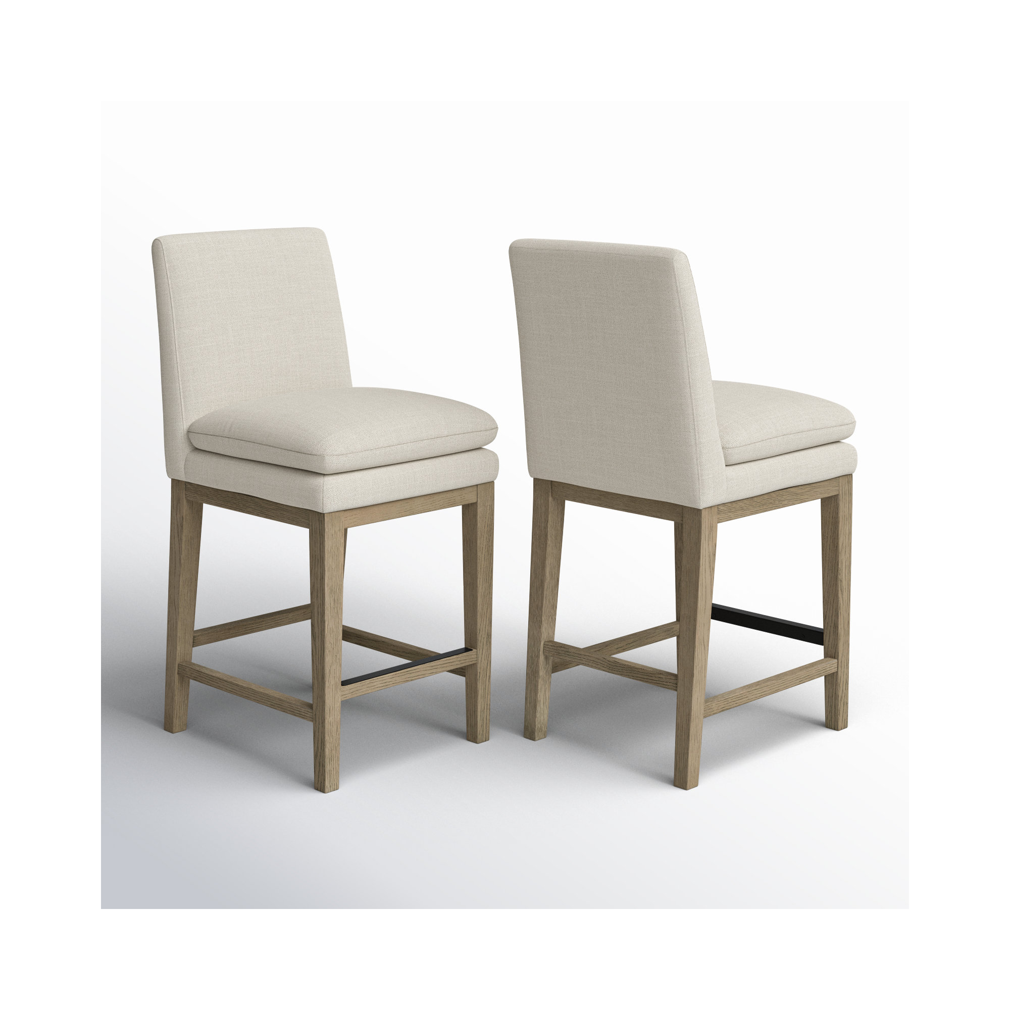 Bethea Upholstered Counter Stool, Effie Linen Performance Linen