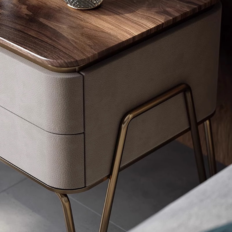 Table de chevet noire en noyer