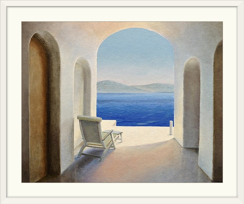 "Martinelli Santorini 9" par Trevor Neal, reproduction d'art, H 24 po x l 30 po x P 1,5 po, Toile