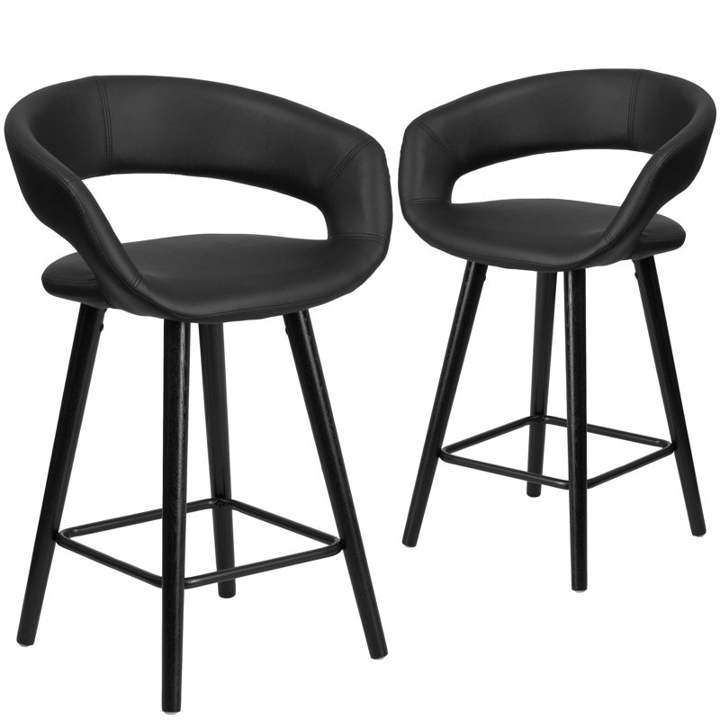 Tabouret de bar et de comptoir Palafox, Noir, Tabouret de comptoir (siège d'une hauteur de 23,7
