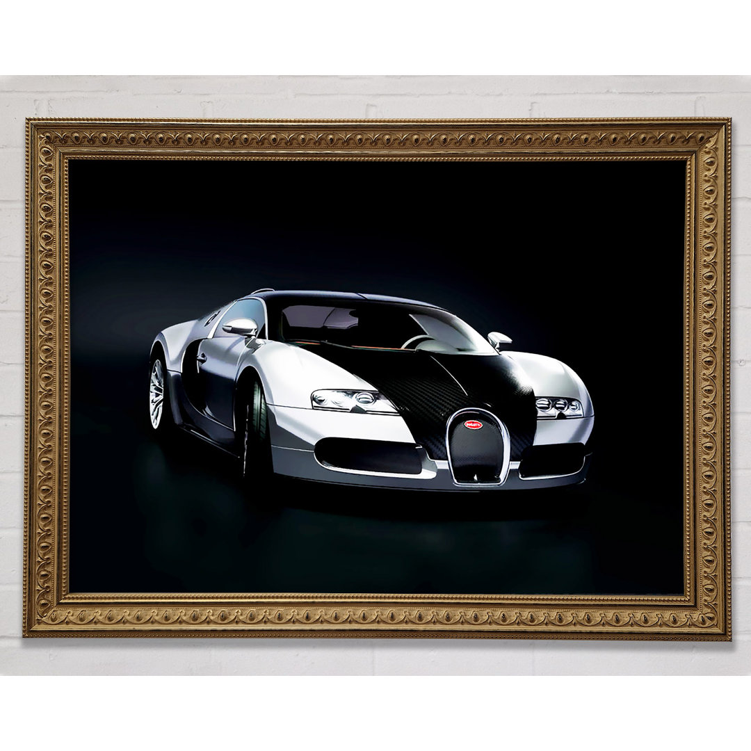 Bugatti Veyron Gold Silber - Einzelner Bilderrahmen Kunstdrucke