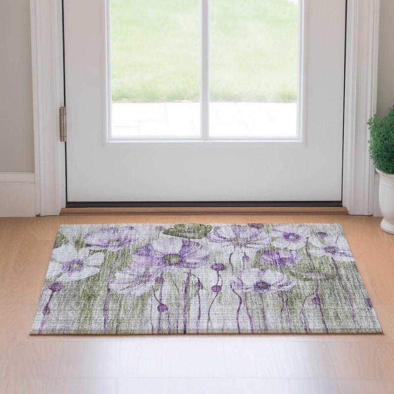 Premium Machine Washable Prisco Purple Rug, Rectangle 1'8" x 2'6"