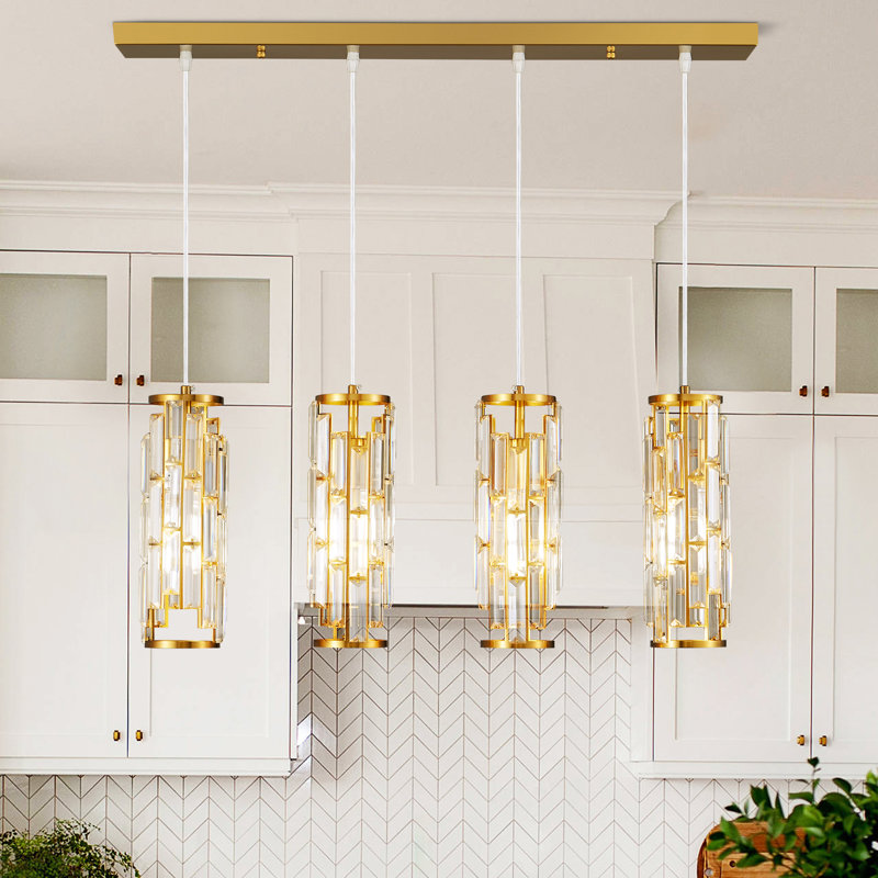 4-Light Modern Pendant Light Adjustable Pendant Light Fixture crystal pendant light, Gold