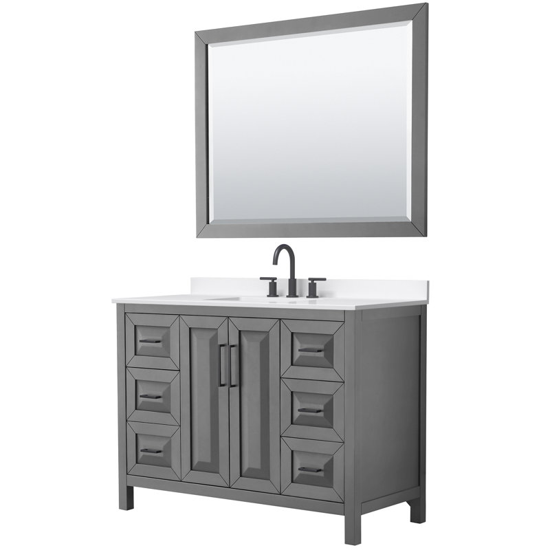 Daria 48'' W Vanity, Gray, Matte Black, Giotto Quartz