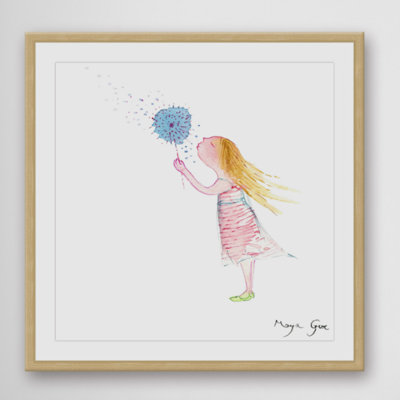 Girl with Dandelion by Maya Gur Framed Print