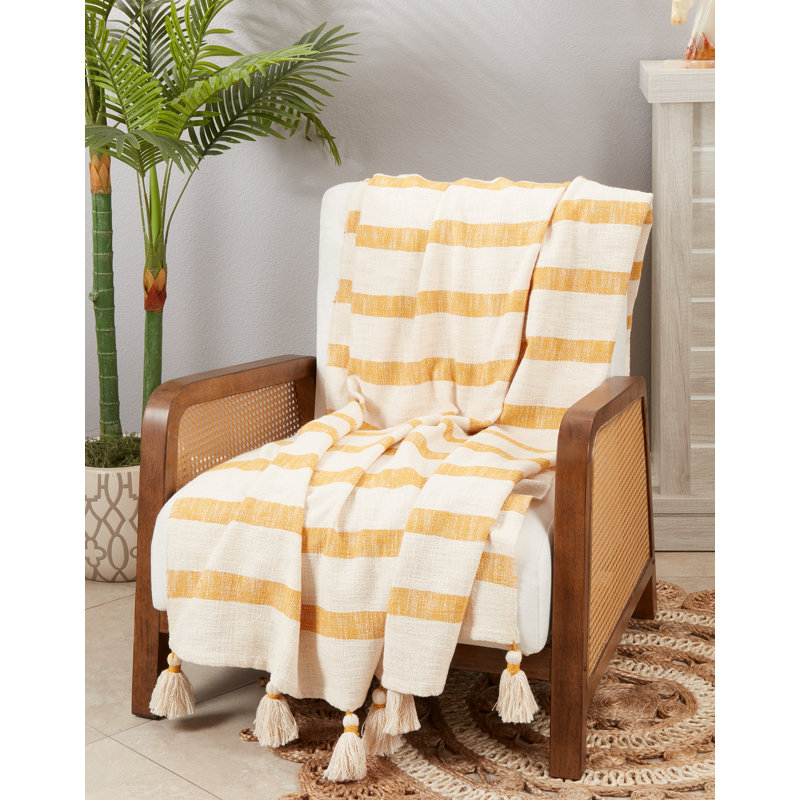 Hand Woven Throw Blanket, Mustard