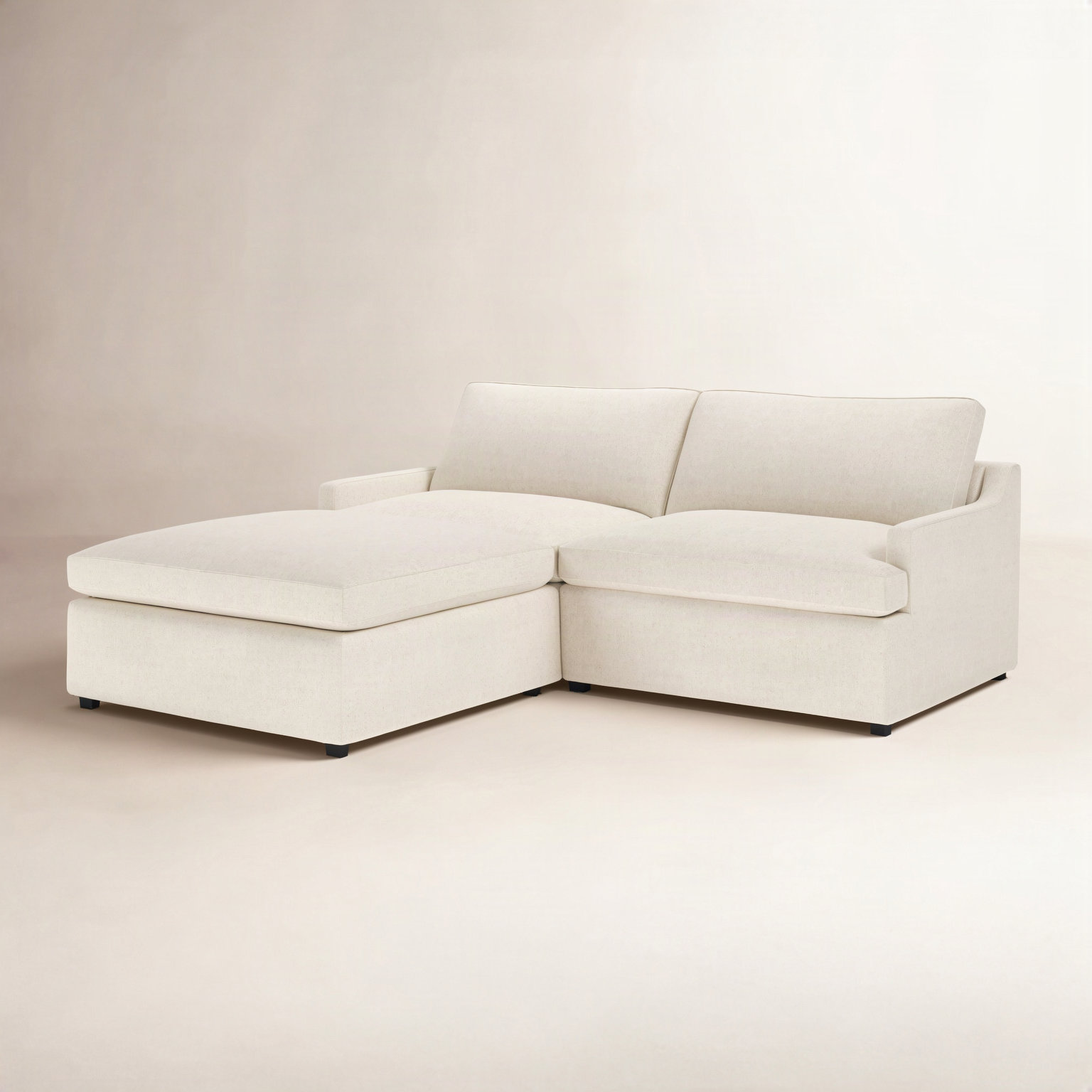 Essex Reversible Chaise Sectional, John Sepia Performance Linen Blend