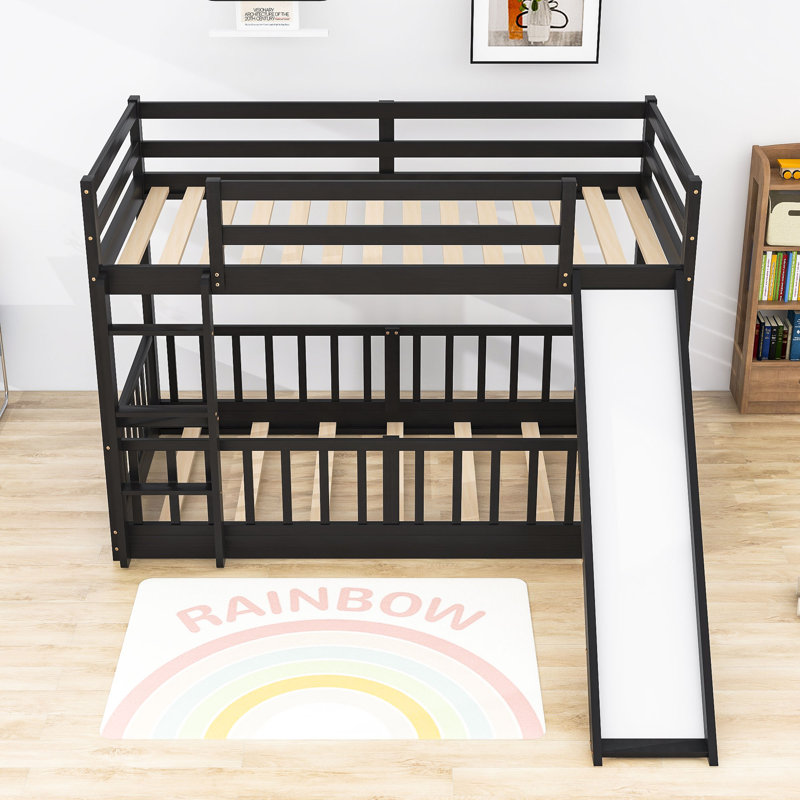 Etrem Kids Twin Over Twin Bunk Bed, Espresso