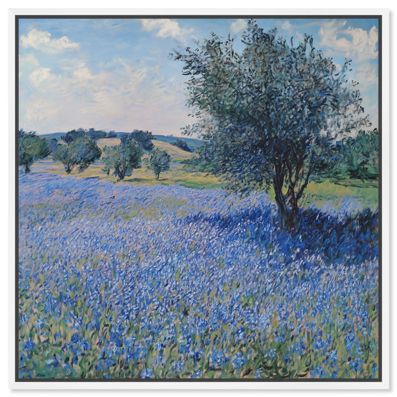 Toile Bluebonnet Meadow II par Art Remedy, H 31 po x l 31 po, Blanc, Cadre flottant