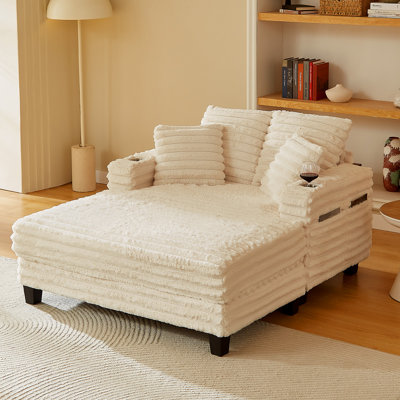 53''W Upholstered Chaise Lounge Chair Plush Sofa with 4 Pillows