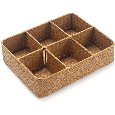  Tea Bag/Sugar Packet Holder, Seagrass Storage Basket for Drawer/Shelf/Countertop