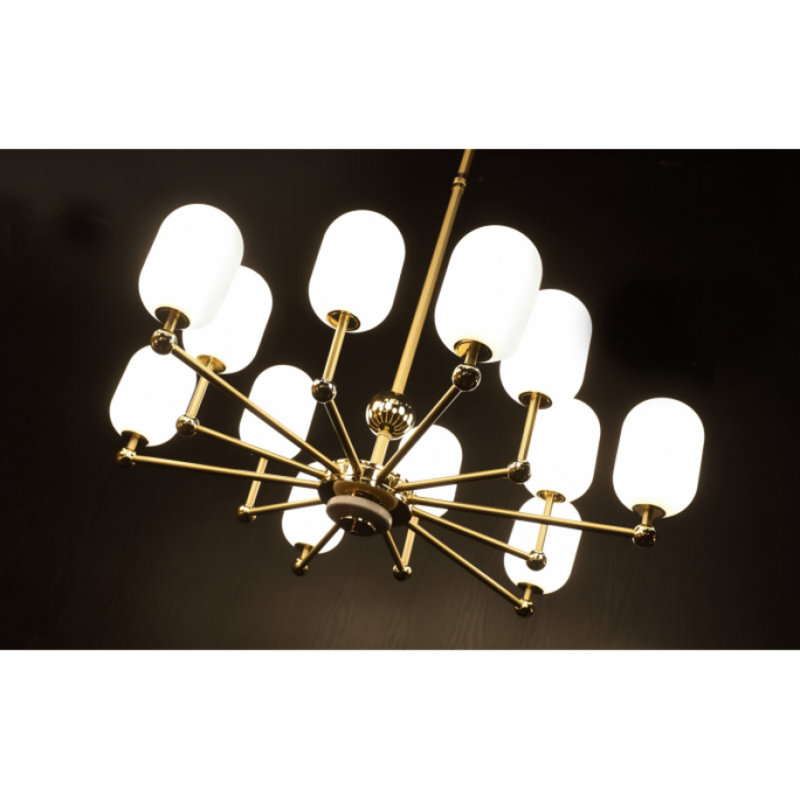Light Blown Drum Chandelier, Bronze, Clear, 48" Diameter x 55" Height
