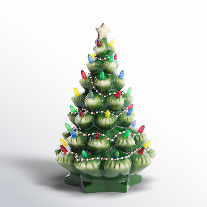 Treasured Traditions Light-Up Tree Figurine, Green