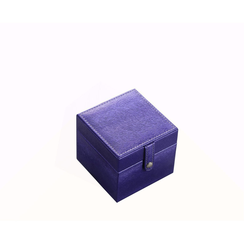 Coffret à bijoux de voyage long de 4 po, carré, bleu azur