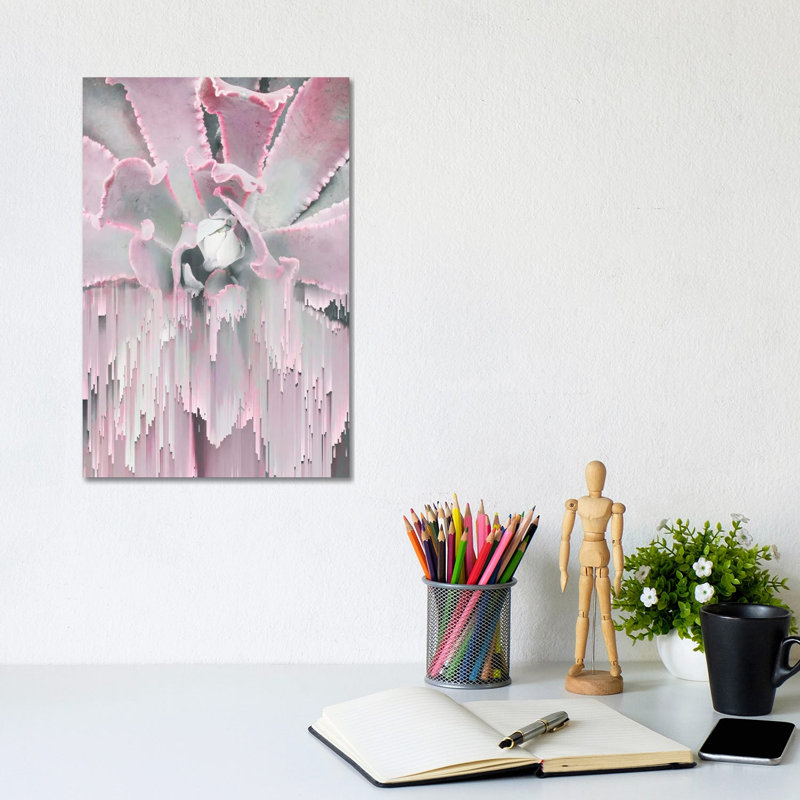 Glitched Succulent I by Emanuela Carratoni - Wrapped Canvas Painting, 20.32 cm H x 30.48 cm W