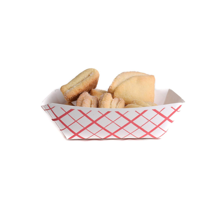 Plateau alimentaire Ecoqualité 1/2 lb en papier à carreaux rouges - pour les pique-niques, les carnavals, le camping, le barbecue et les fêtes (100)