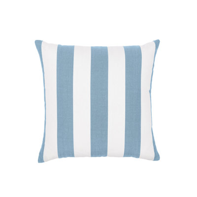 Oreiller carré réversible extérieur / intérieur Sherana Kline's Cabana Stripe Rempli de fibre 100% polyester blanc. Fabriqué aux États-Unis