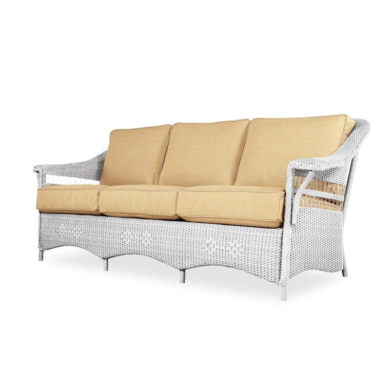 Nantucket Outdoor 3 - Seat Patio Sofa, Bamboo Bay Meadow, White