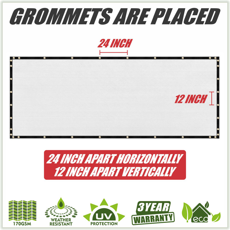 6 ft. x 50 ft. White HDPE Privacy Fence Screen with Reinforced Grommets
