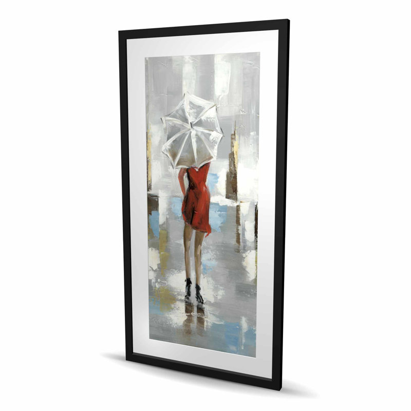 «Red Dress Woman», reproduction matte encadrée | Décoration intérieure, H 48 po x l 24 po, Noir