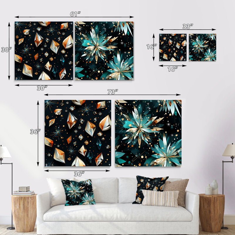 Villepinte - Ensemble de 2 peintures murales en acrylique tendance, H 16 po x l 33 po