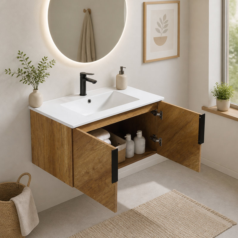 Wall Mounted Single Double With Stone Top