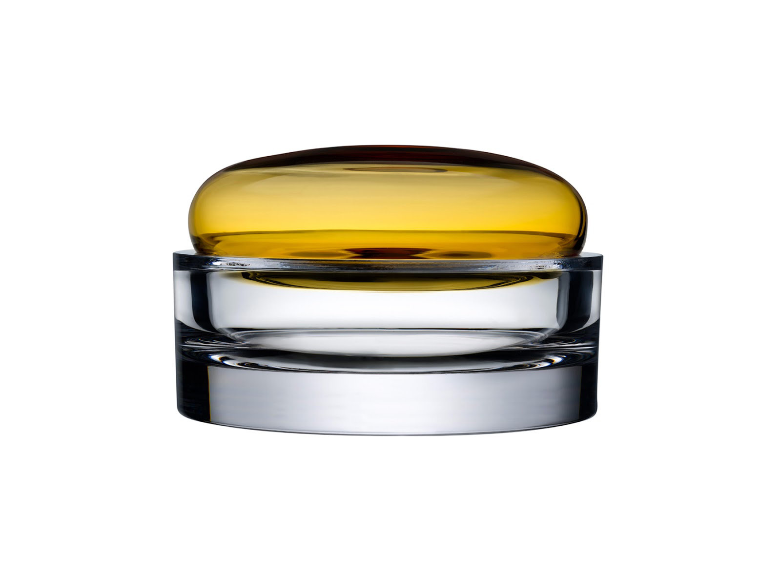 Ecrin Lead Free Crystal Jar, Amber, 4.6" H x 6.5" W x 6.5" D