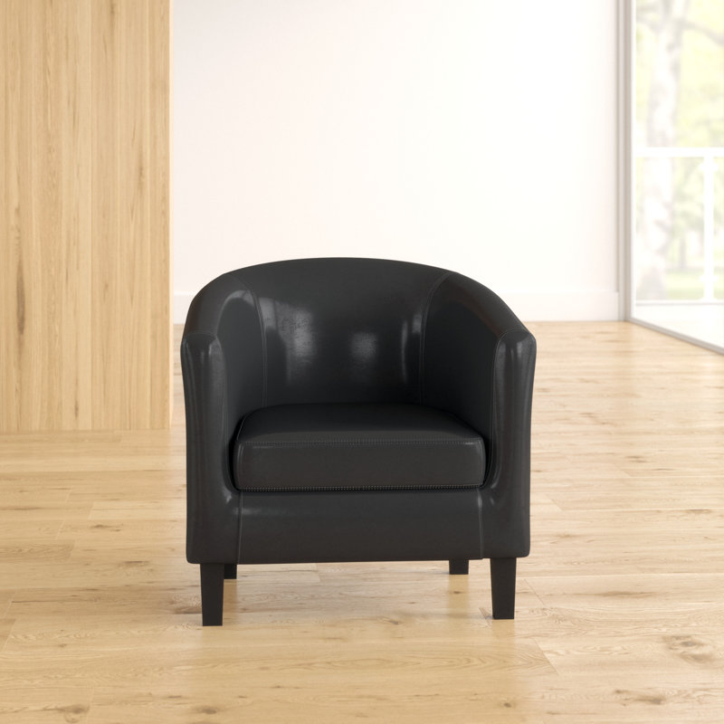 Isadora Faux Leather Barrel Chair, Black