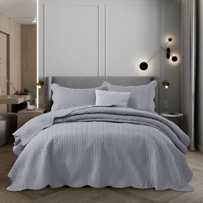 Modern & Contemporary Embossed Microfiber Quilted Coverlet Set